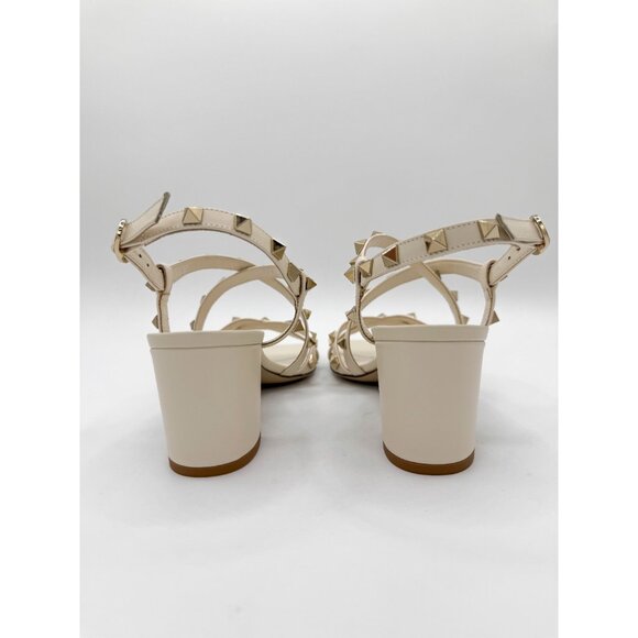 Valentino Garavani Cream Leather Rockstud Sandals 60 - Picture 7 of 15